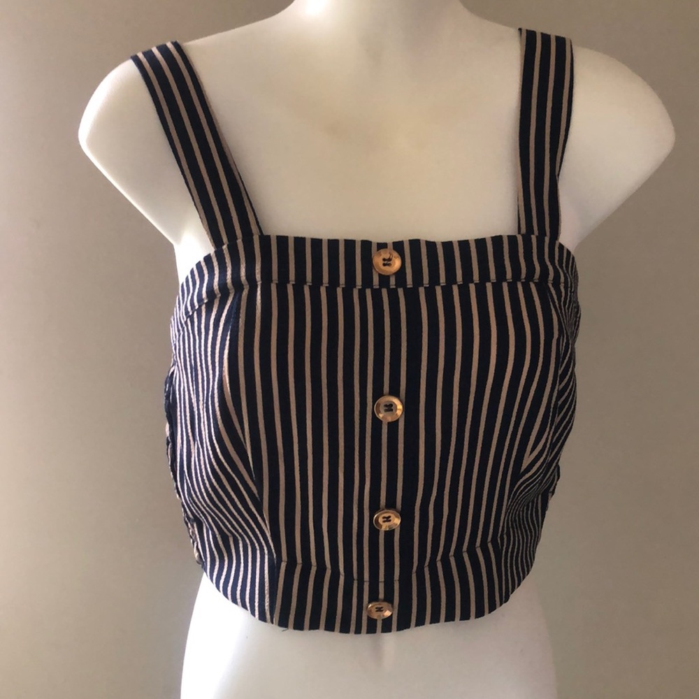 Navy and tan stripped tank